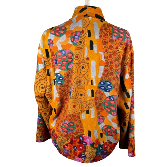 Dilemma Art Silk Kimono Jacket Klimt Inspired‎ Print Abstract Orange Black Rare - Picture 2 of 8